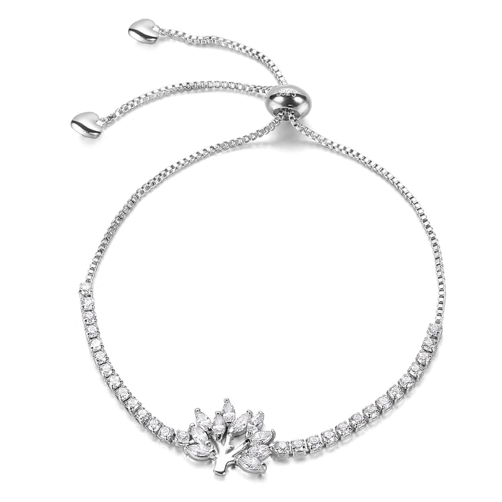 J.Fée Silver Adjustment Bracelet Simulated Diamond Bracelet for Women