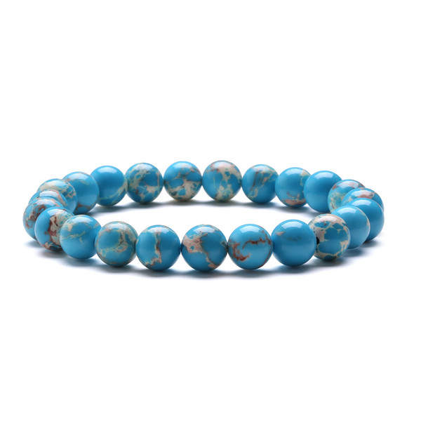 J.Fée Natural Marine Blue Sediment Jasper Stone Bracelet 8mm