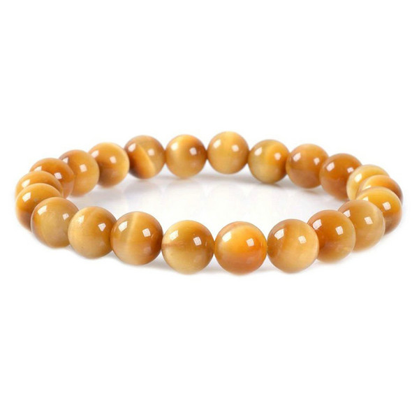 J.Fée 8mm Natural Stone Bracelet for Women Gold Tiger Eye Bracelet