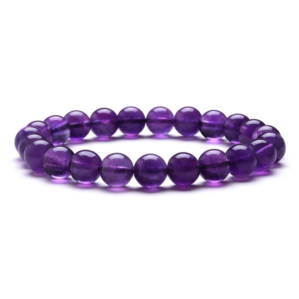 J.Fée 8mm Natural Stone Bracelet Amethyst Bracelet for Women Crystal Bracelet